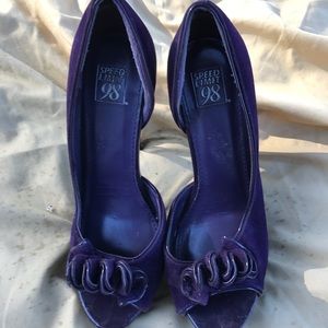 Purple velvet shoes size 8